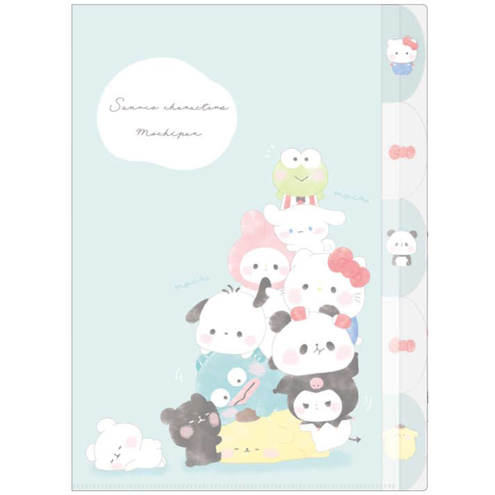 A4 file folder 5 pockets Sanrio Characters x Mochipan | pastel green ...